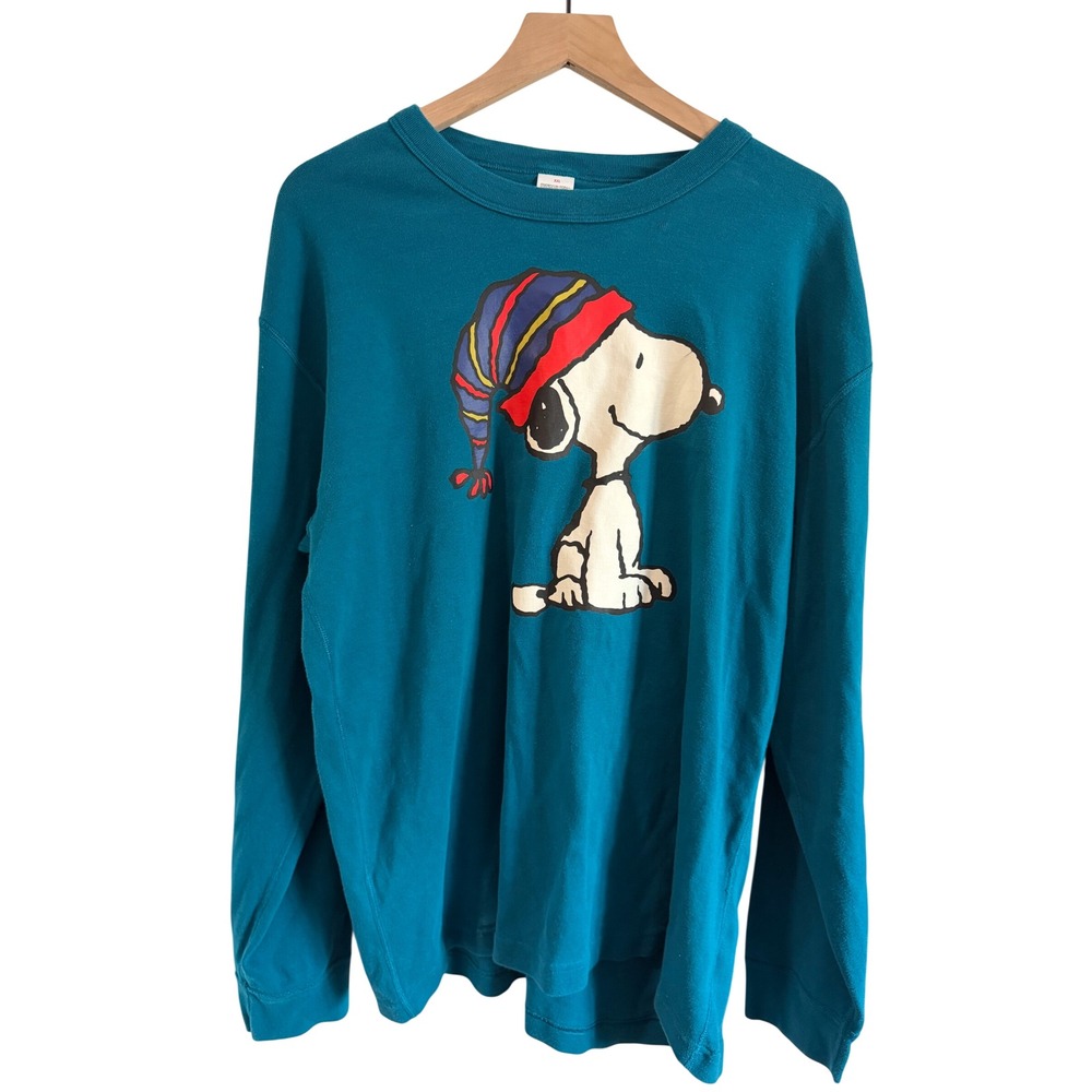Hanna Andersson Peanuts Snoopy Organic Cotton Long Sleeve Lounge Tee Teal XXLe